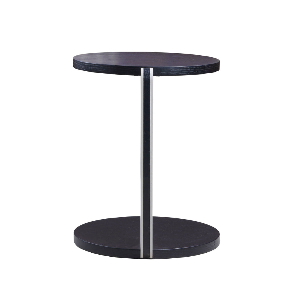 Round Coffee & End Table Set with Sintered Stone Legs - Black