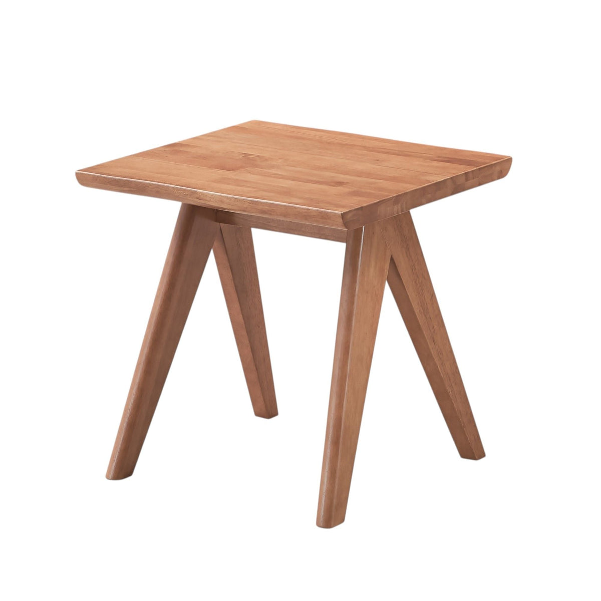 Natural Rubber Wood Accent Table with Compact Modern Design - Natural