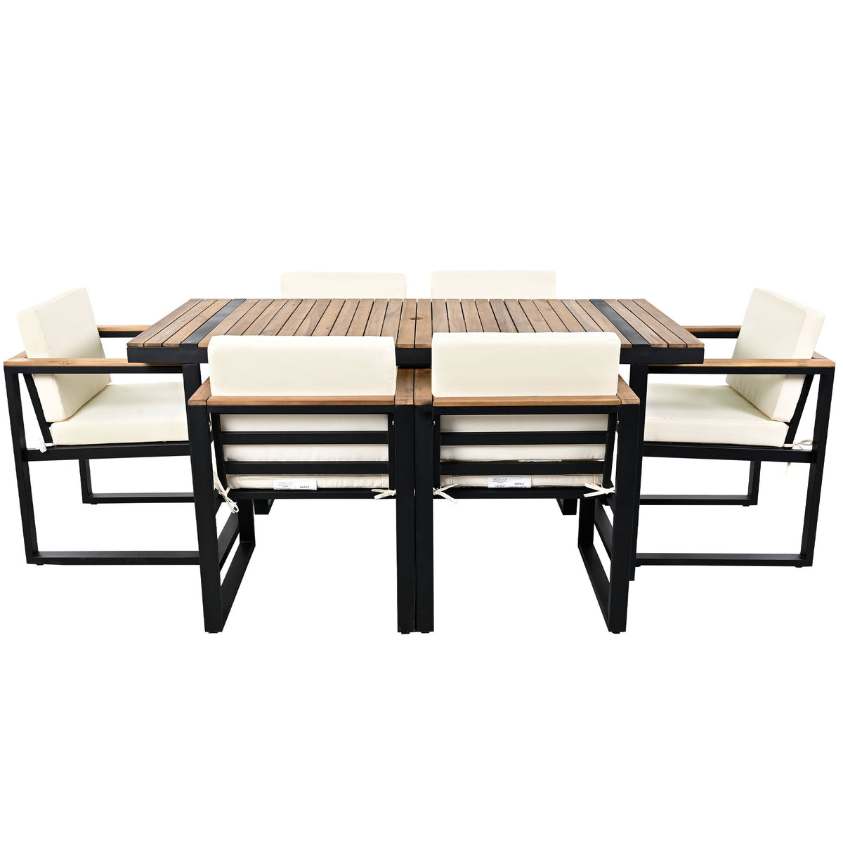 7 Piece Outdoor Dining Set with Removable Cushions - Gray or Beige