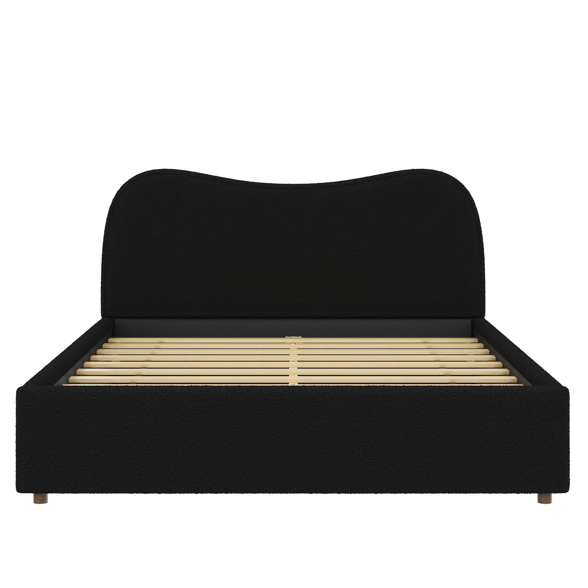 Queen Size Upholstered Platform Bed with Wooden Slats - Black or White