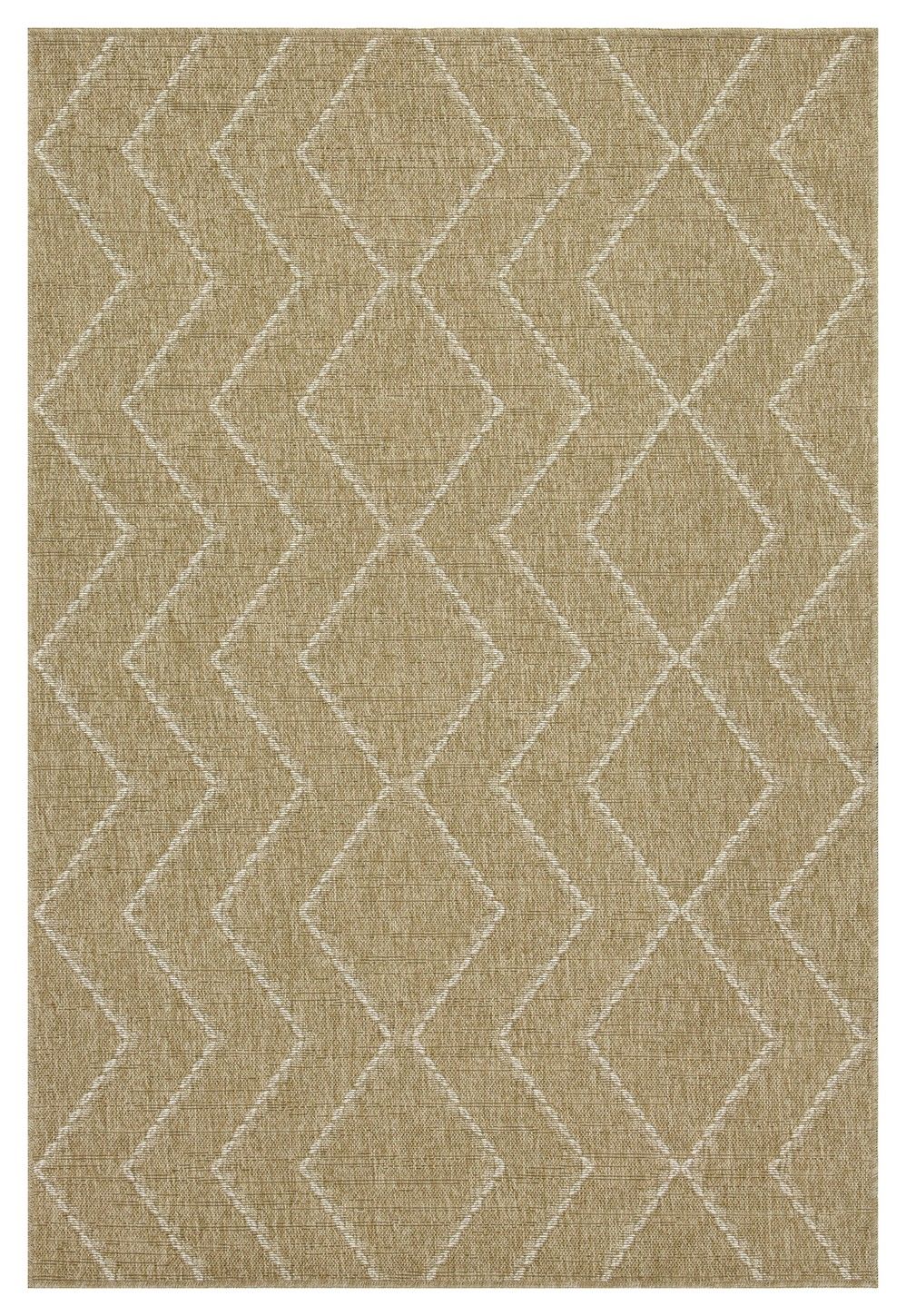 Jute Indoor Outdoor Area Rug with Modern Diamond Pattern - Light Brown