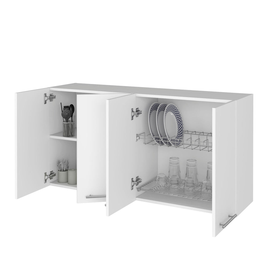 White Kitchen Cabinet Durham Four Doors with Generous Storage - White