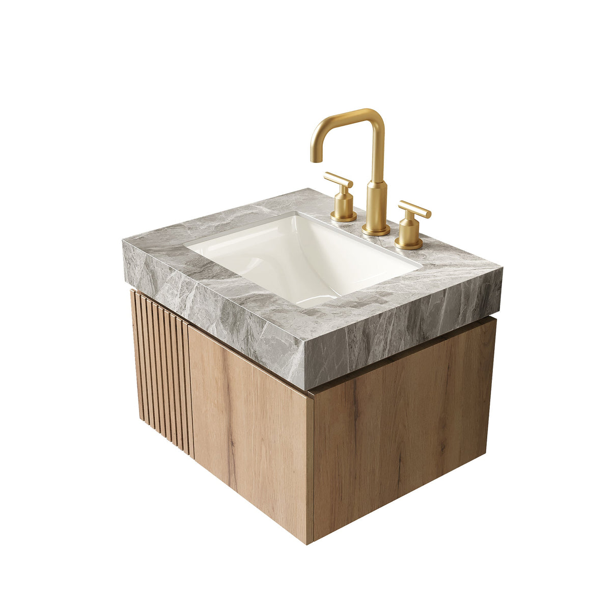 24" Muri Bathroom Vanity with Sintered Stone Countertop - Light Gray