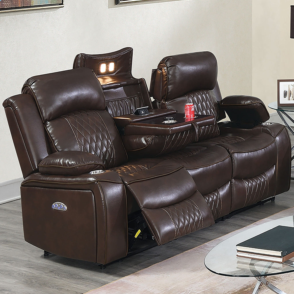 Power Motion Living Room Set with Adjustable Headrest & USB Port - Dark Brown or Dark Gray
