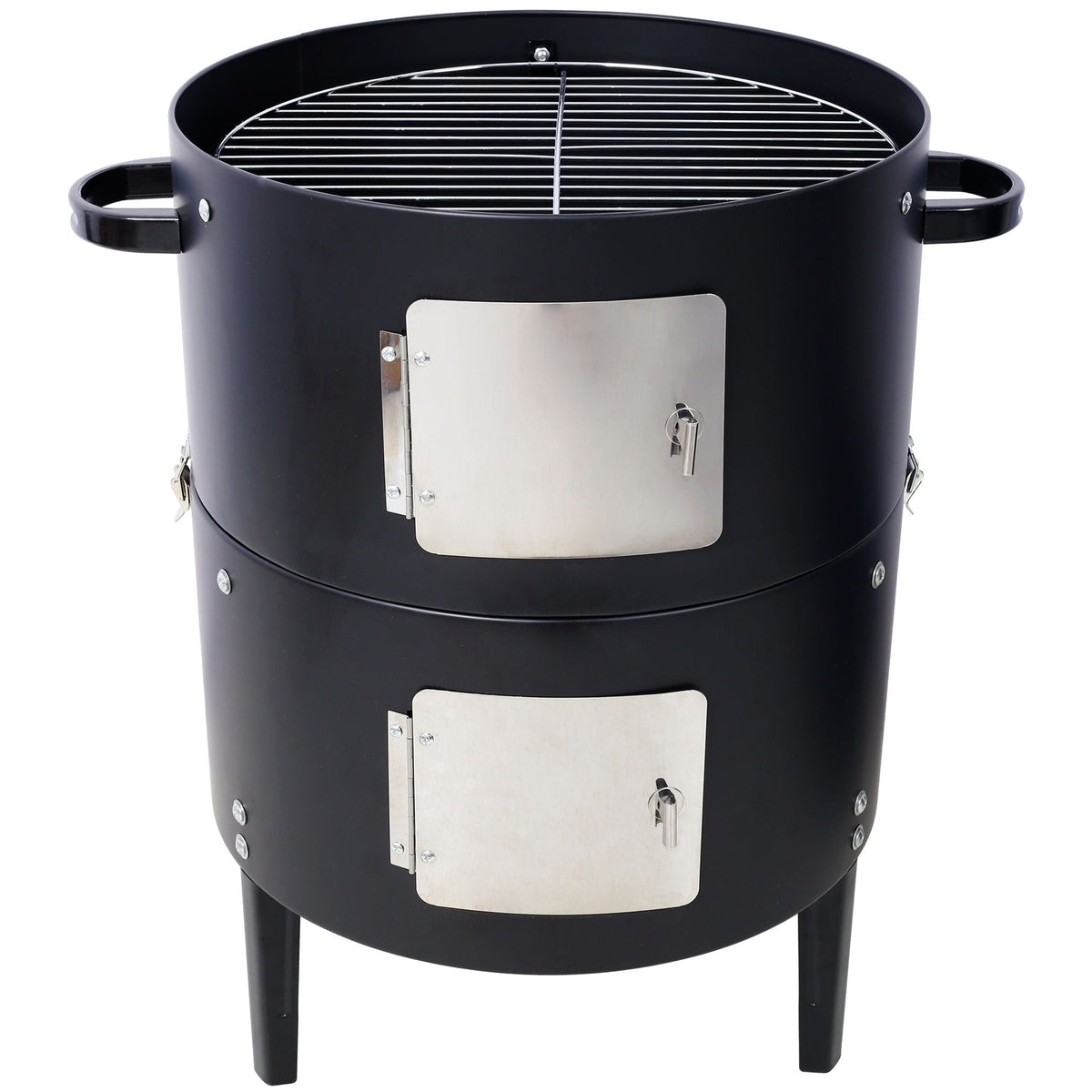17" Steel Charcoal BBQ Grill with Built-in Thermometer - Black