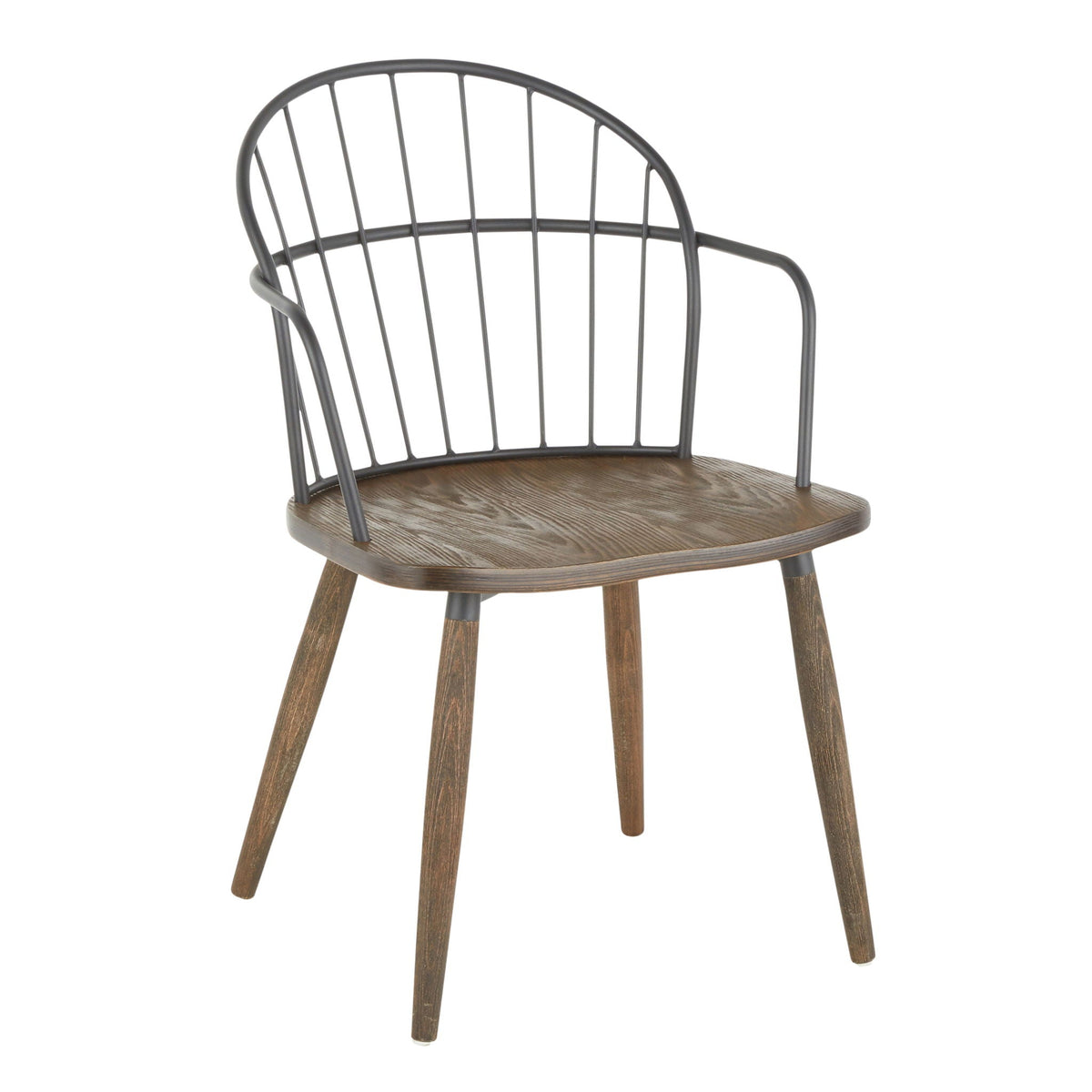 Farmhouse Office Chair with Spindle-Back Design - Dark Brown