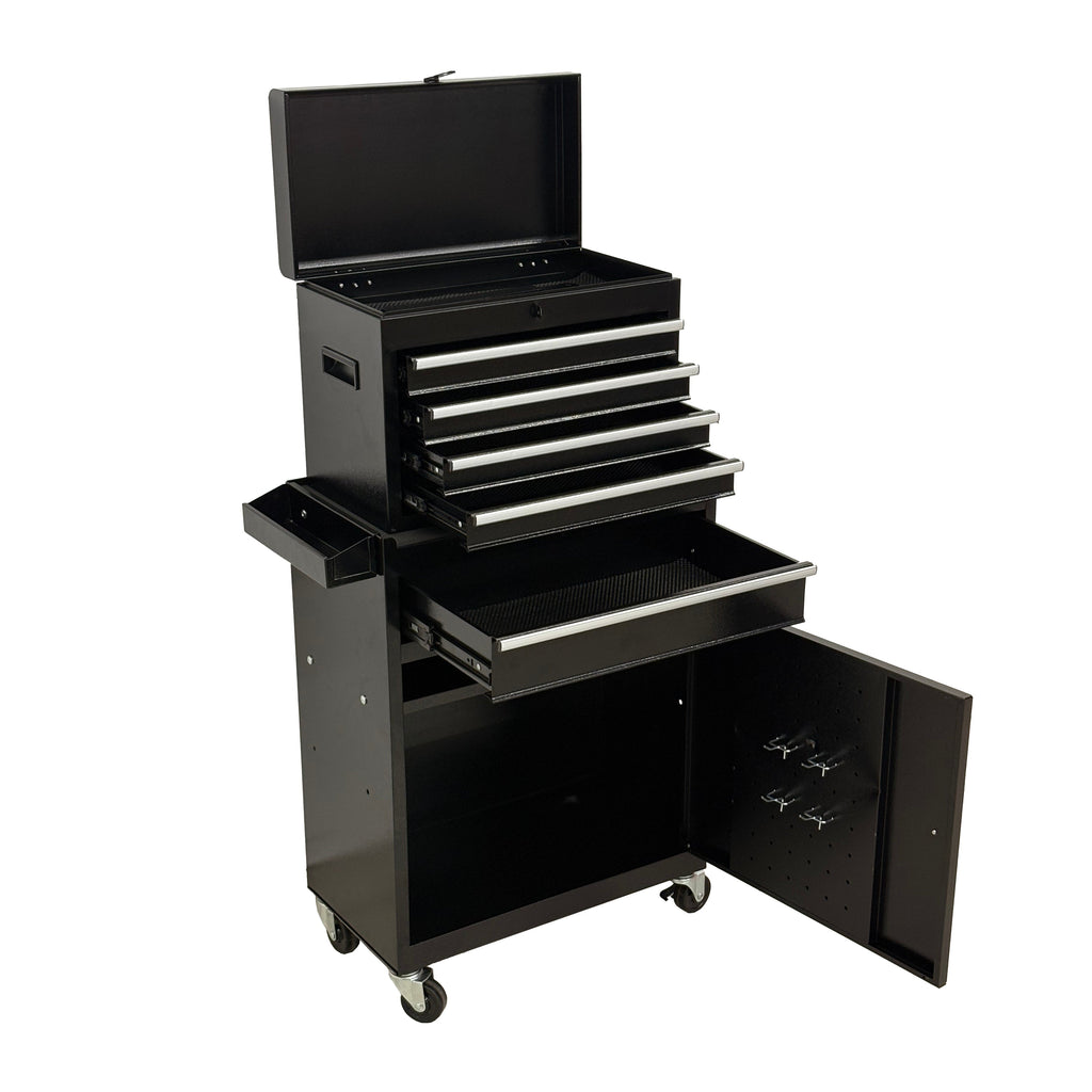 5-Drawer Rolling Tool Chest with Lockable Wheels - Black