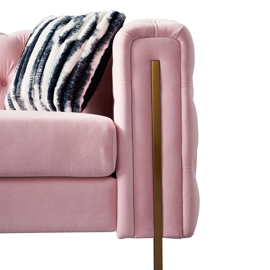 Modern Tufted Living Room Sofa with Button Detail - 84.25" Wide, Multiple Colors
