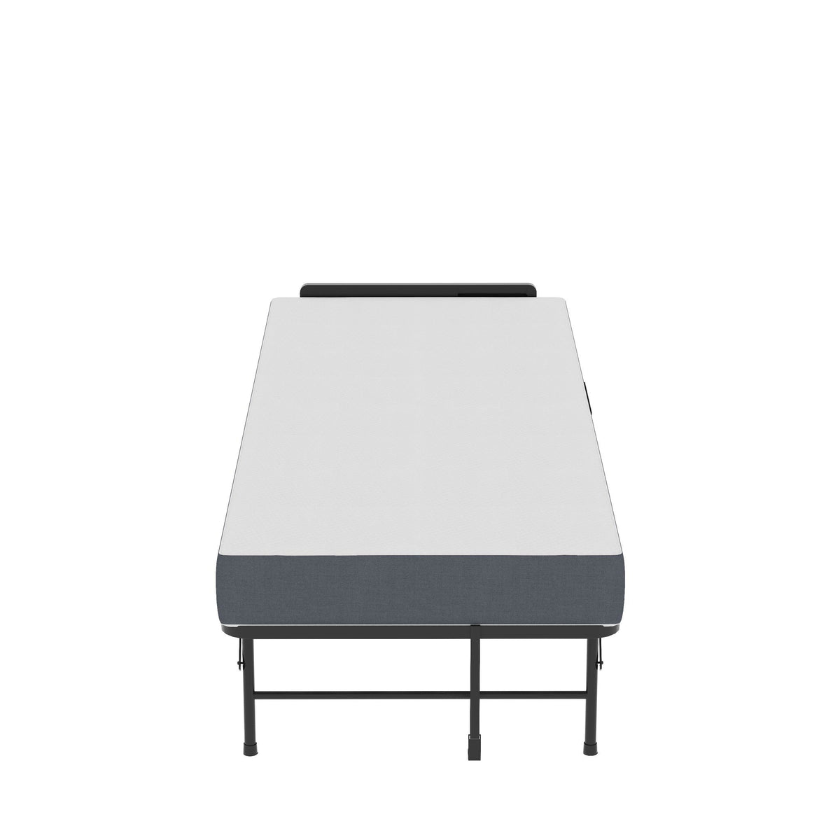 Twin Folding Bed with Adjustable Headboard & Memory Foam Mattress - Black