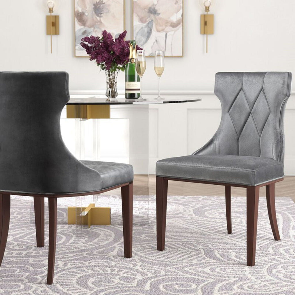 Reine Dining Chair Set of 2 with Solid Wood Frame and Classic Design - Multiple Colors