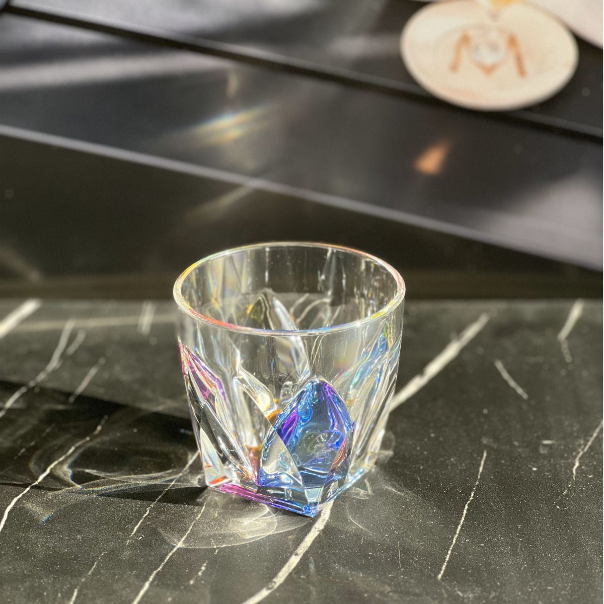 Rainbow Diamond Acrylic Cocktail Glasses Set of 4 with BPA-Free Plastic - Clear
