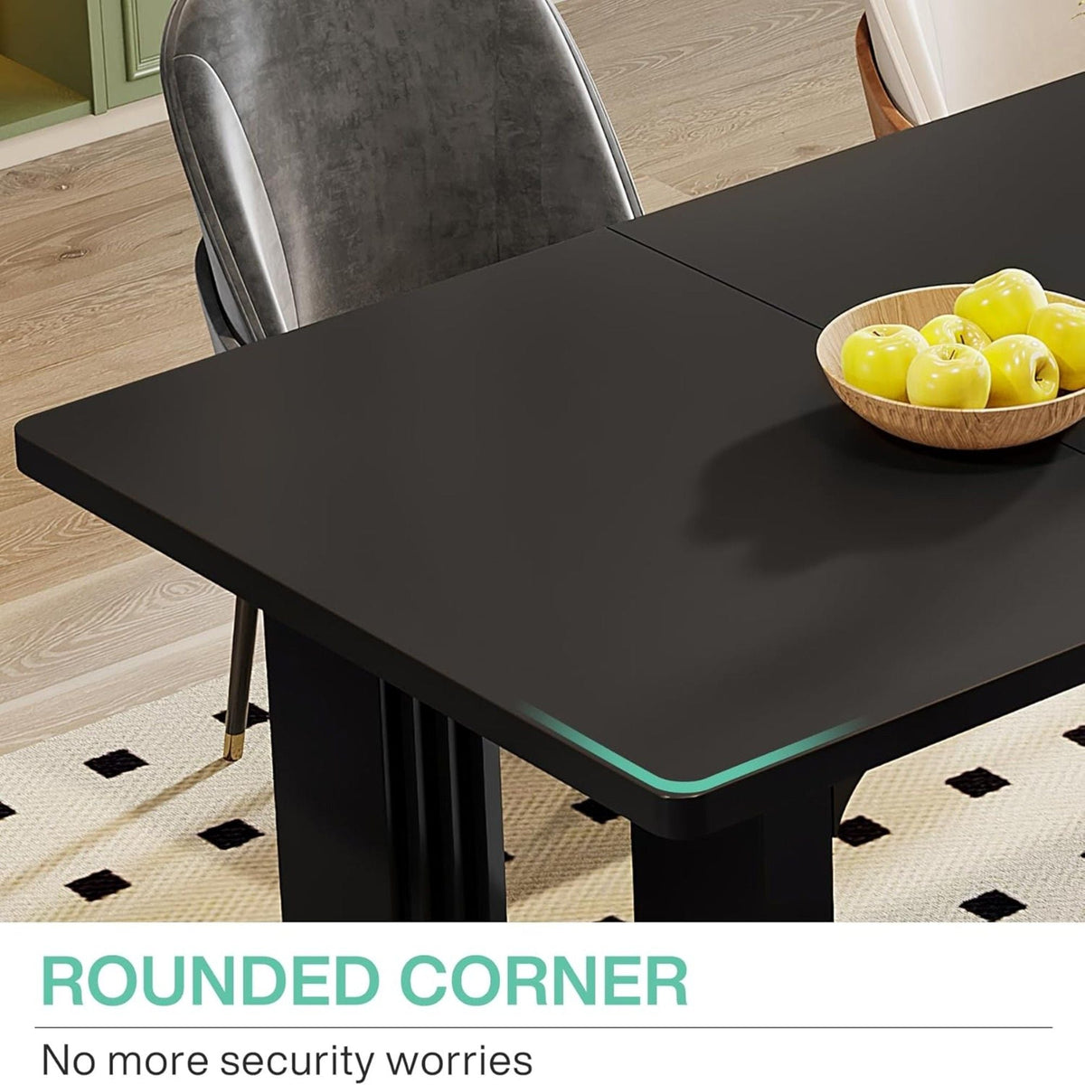 Rectangular Dining Table with Pedestal Base - Black or White