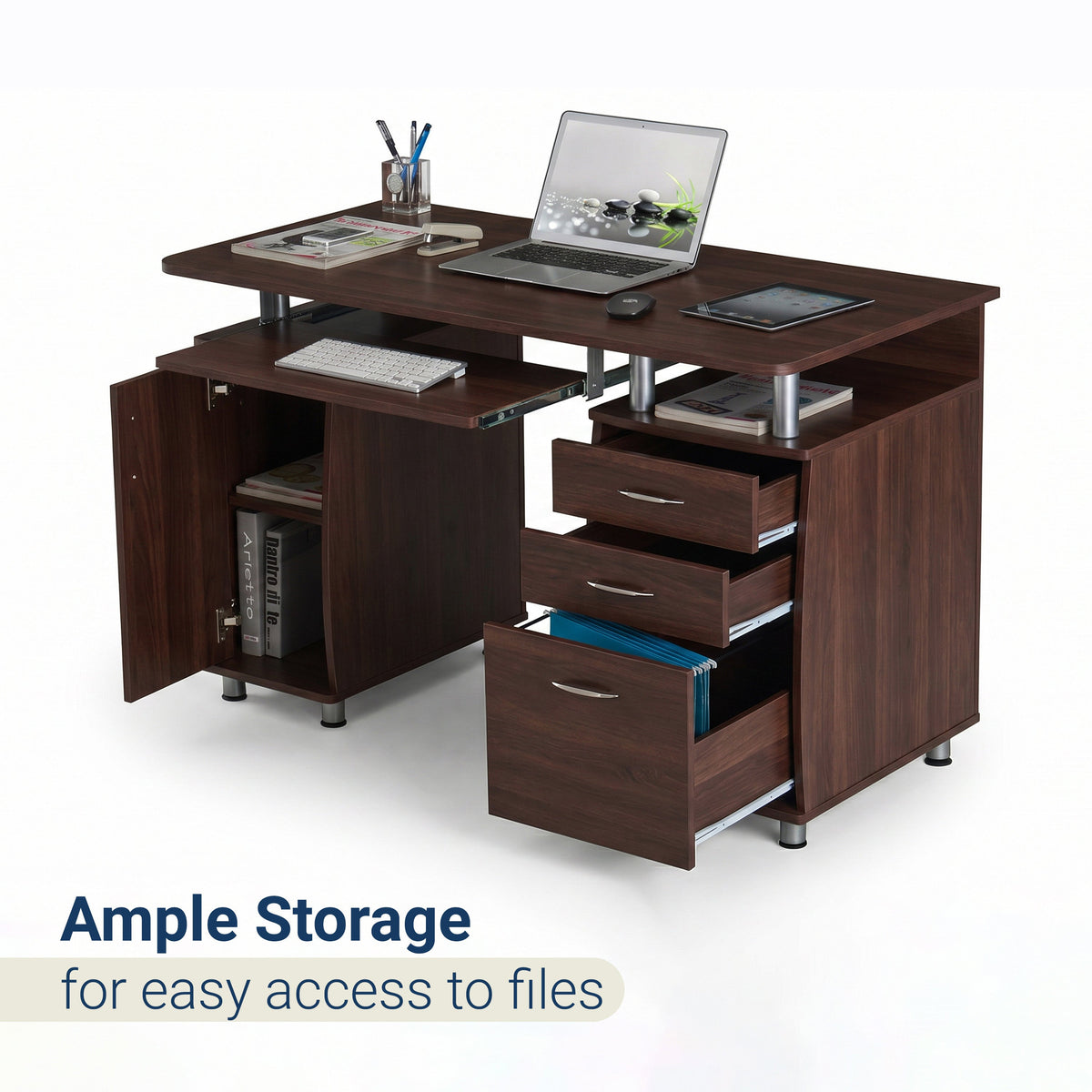 Techni Mobili Complete Workstation Computer Desk with Storage
