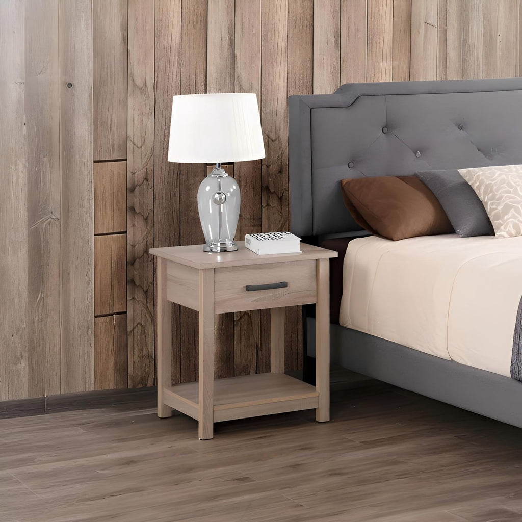 Accent Nightstand with Smooth Roller Drawer Glides - Gray, Light Brown, or Dark Brown