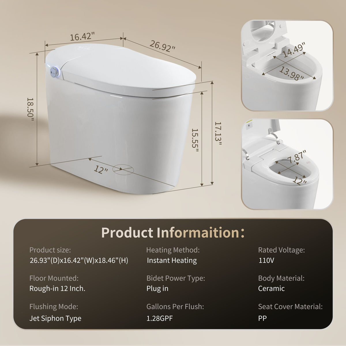Tankless Smart Toilet With Bidet Built In