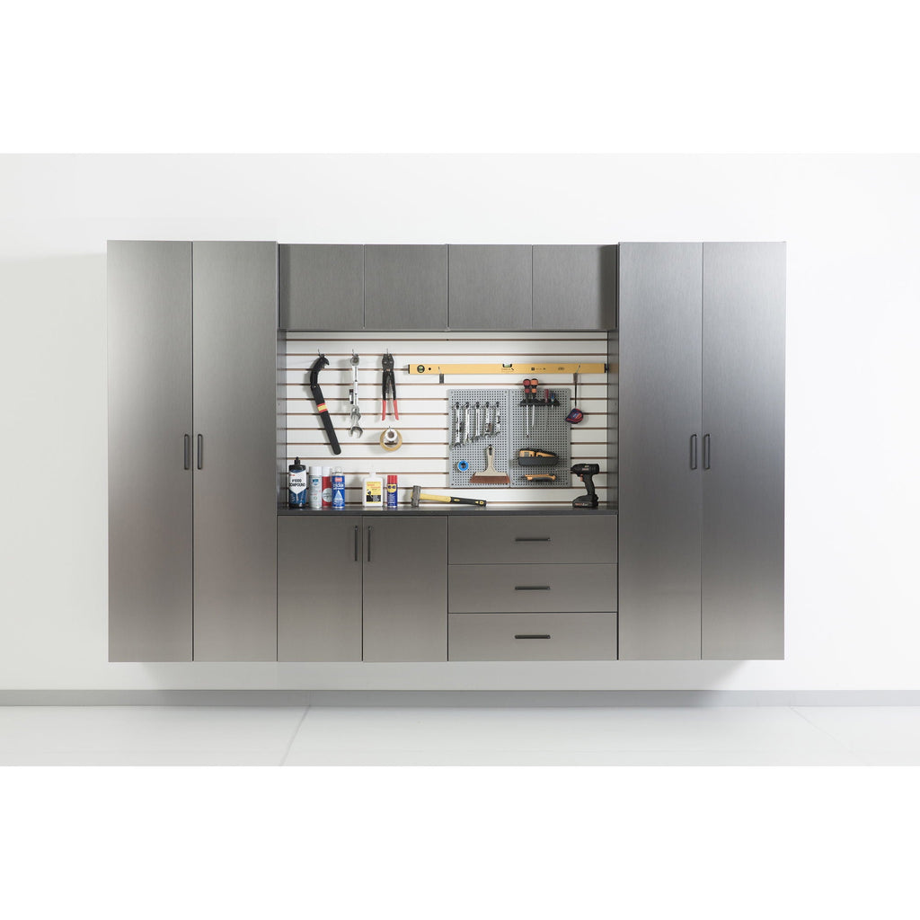Astro Series Wall Mounted Storage Cabinet with Soft Closing Drawers - Metallic Gray