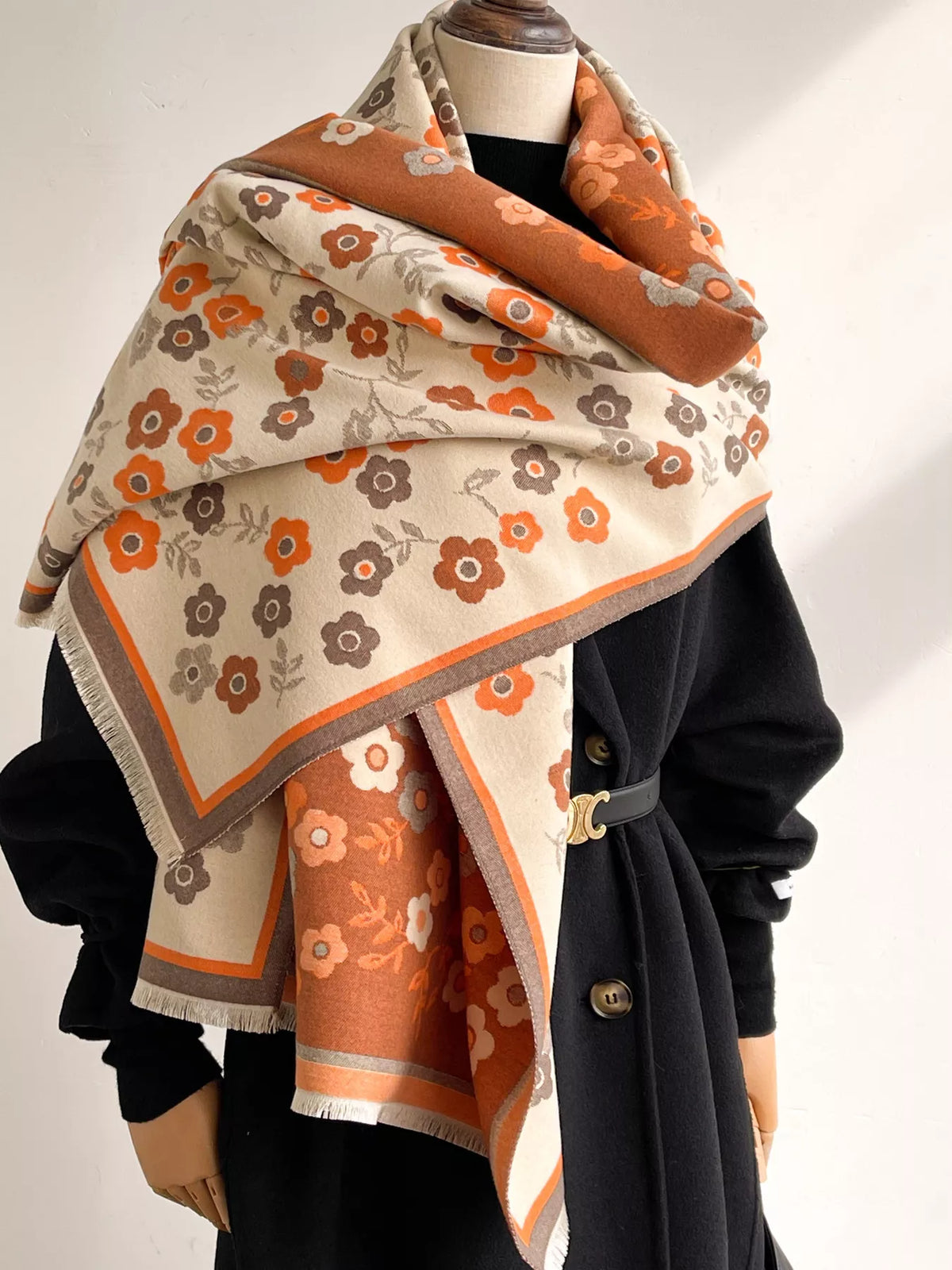 Floral Print Warm Winter Scarf