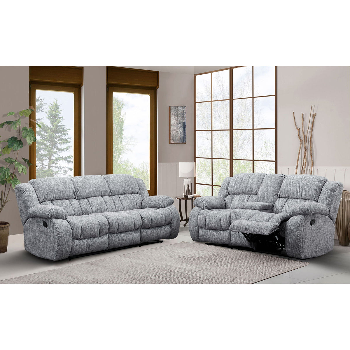 Console Reclining Loveseat with Manual Motion - Black or Gray