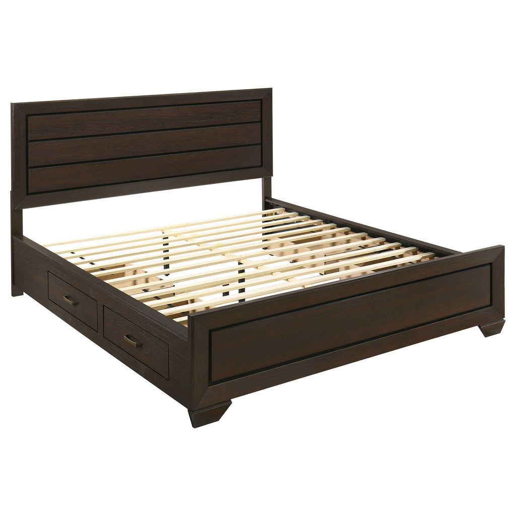 Dark Brown Storage Bed with Side Drawers - Modern Engineered Wood