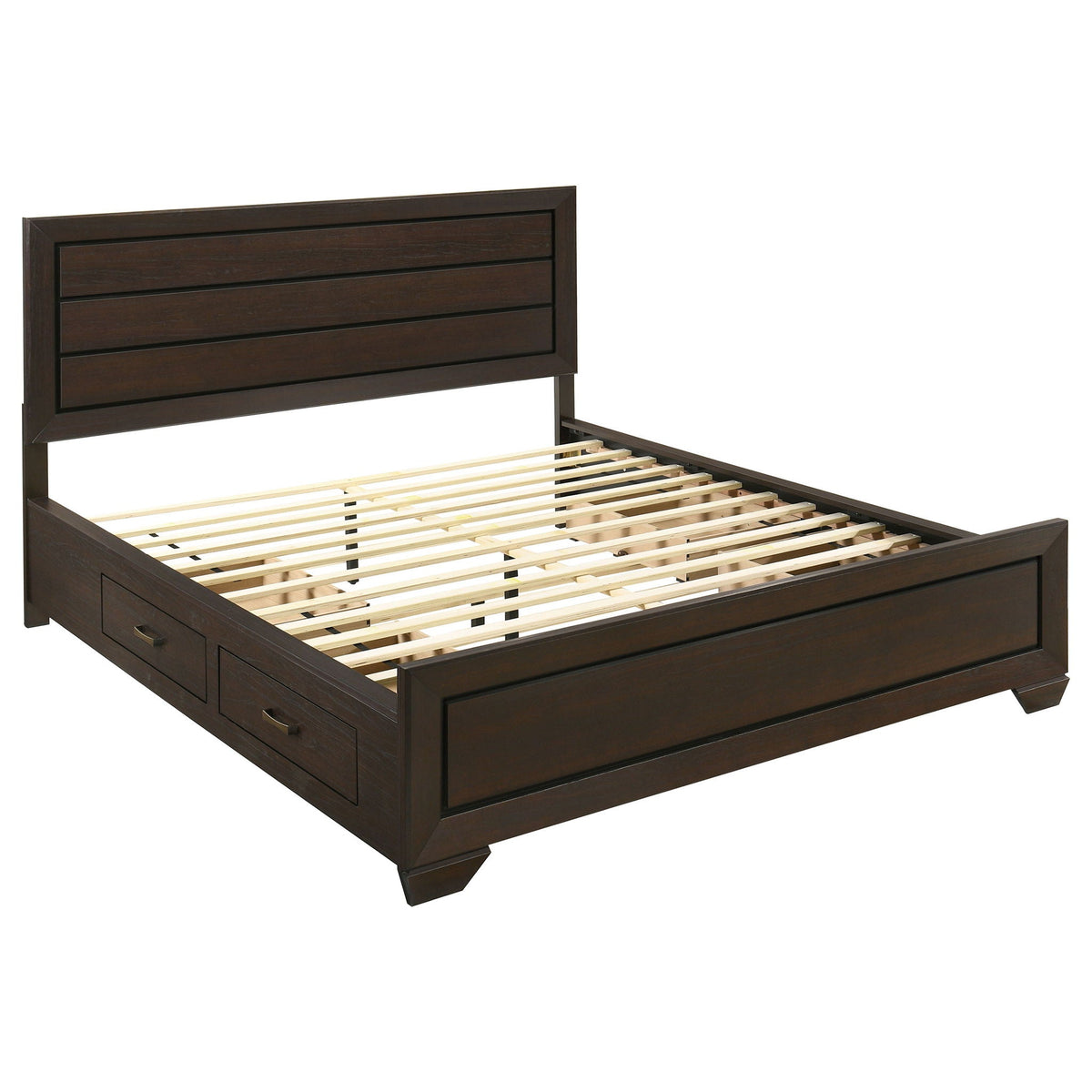 Dark Brown Storage Bed with Side Drawers - Modern Engineered Wood
