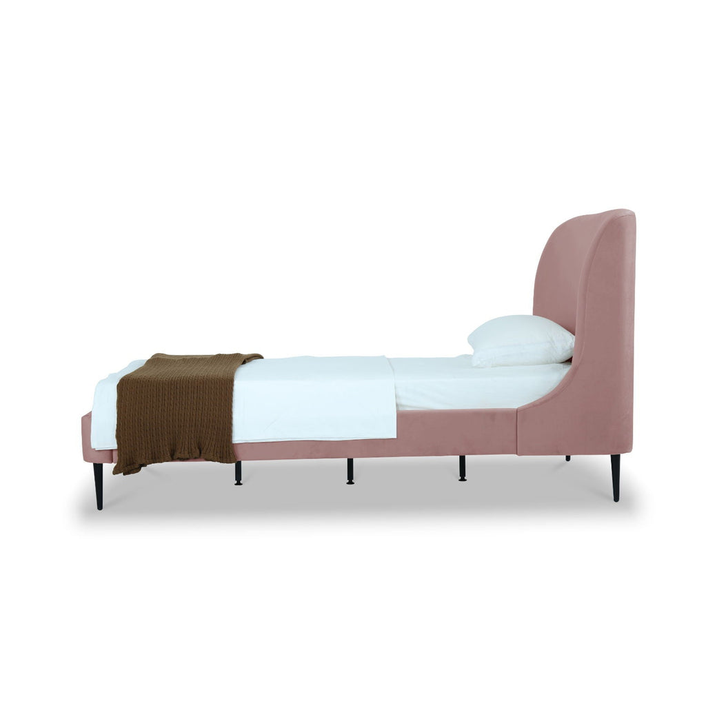 Heather Upholstered Bed with Curved Headboard - Multiple Colors