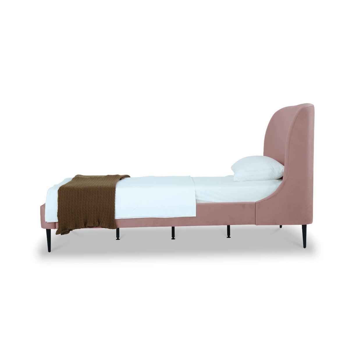 Heather Upholstered Bed with Curved Headboard - Multiple Colors