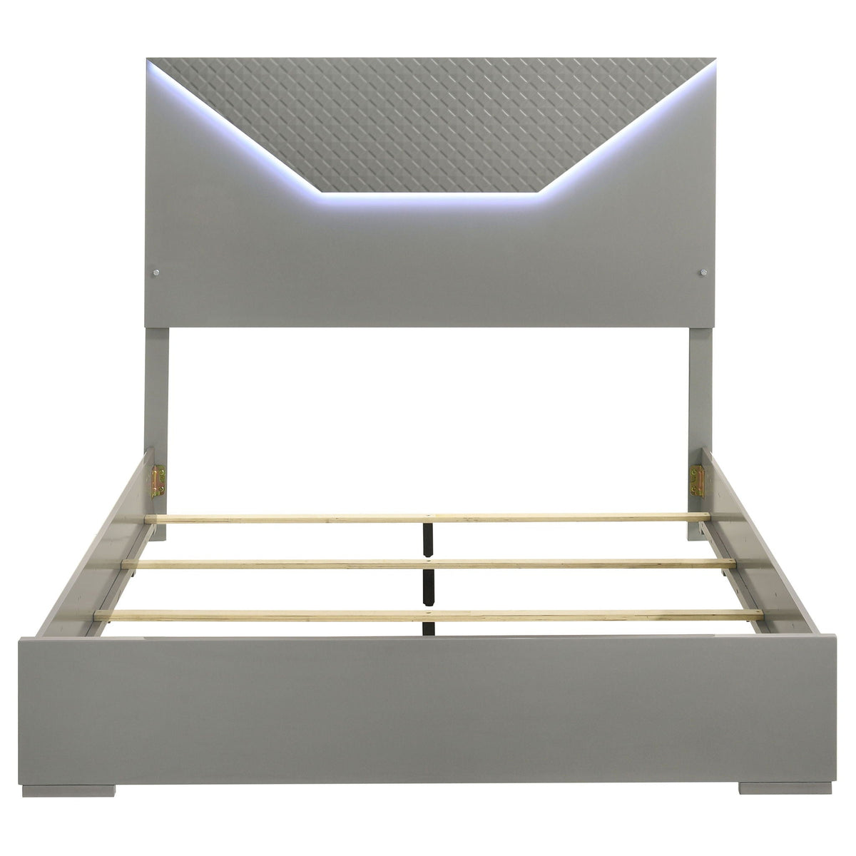 Pierce Panel Bed with LED Headboard - High Gloss Finish - White or Dark Gray