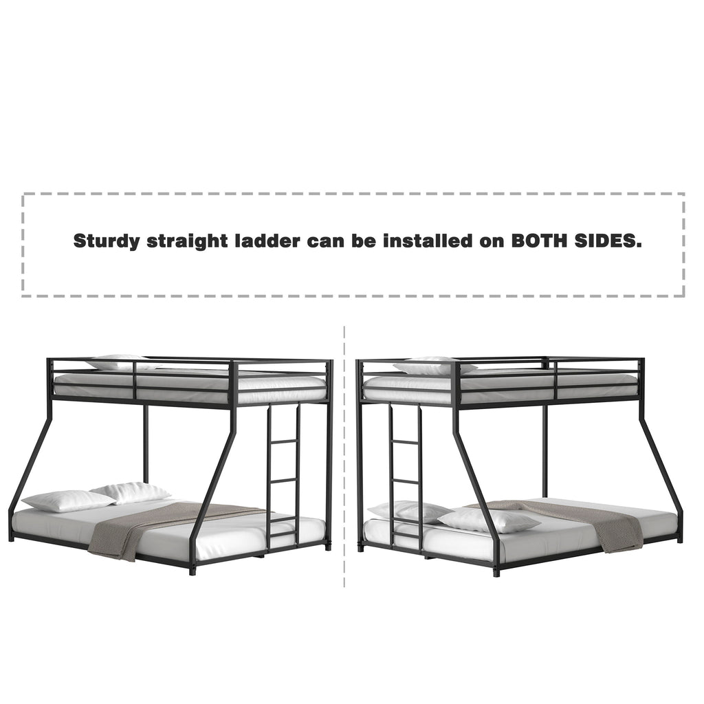 Metal Bunk Bed with Guardrails – Black