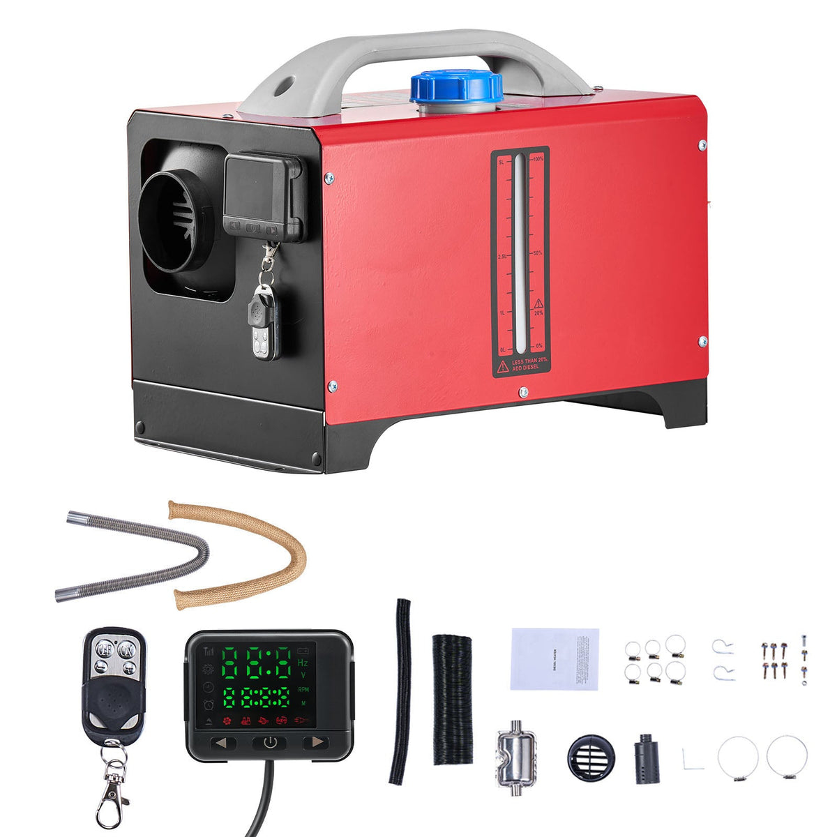 Diesel Air Heater 8kW with Dual Control - Red