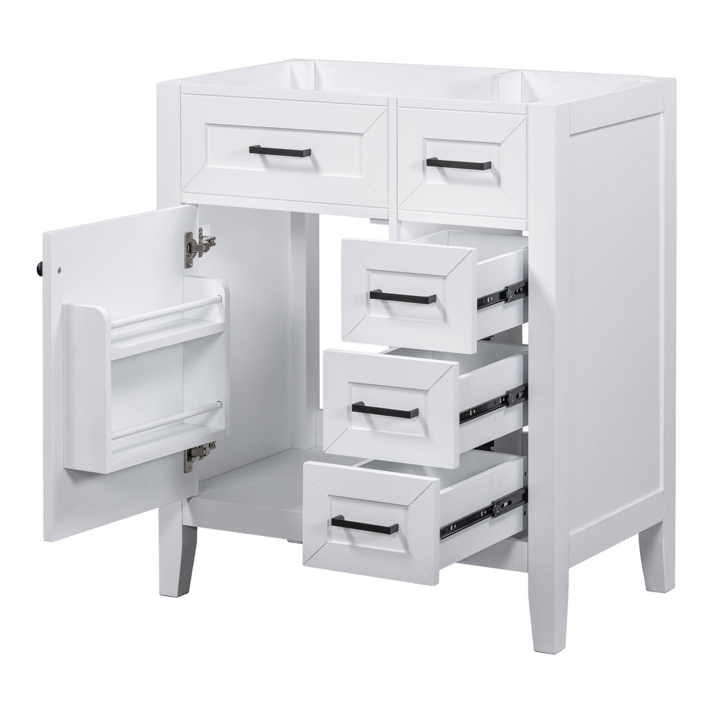 30" Bathroom Vanity Cabinet Base with Drawers - White