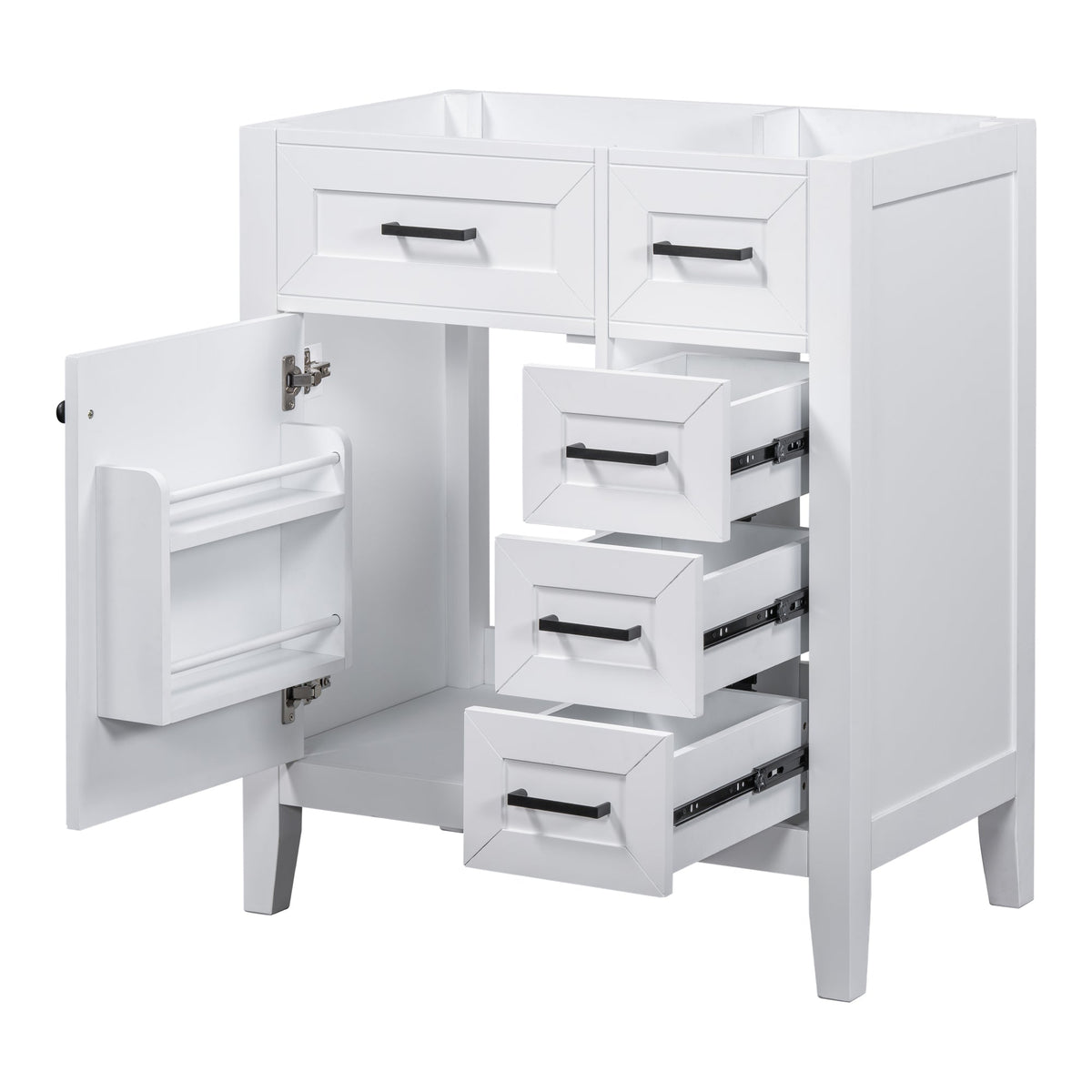 30" Bathroom Vanity Cabinet Base with Drawers - White