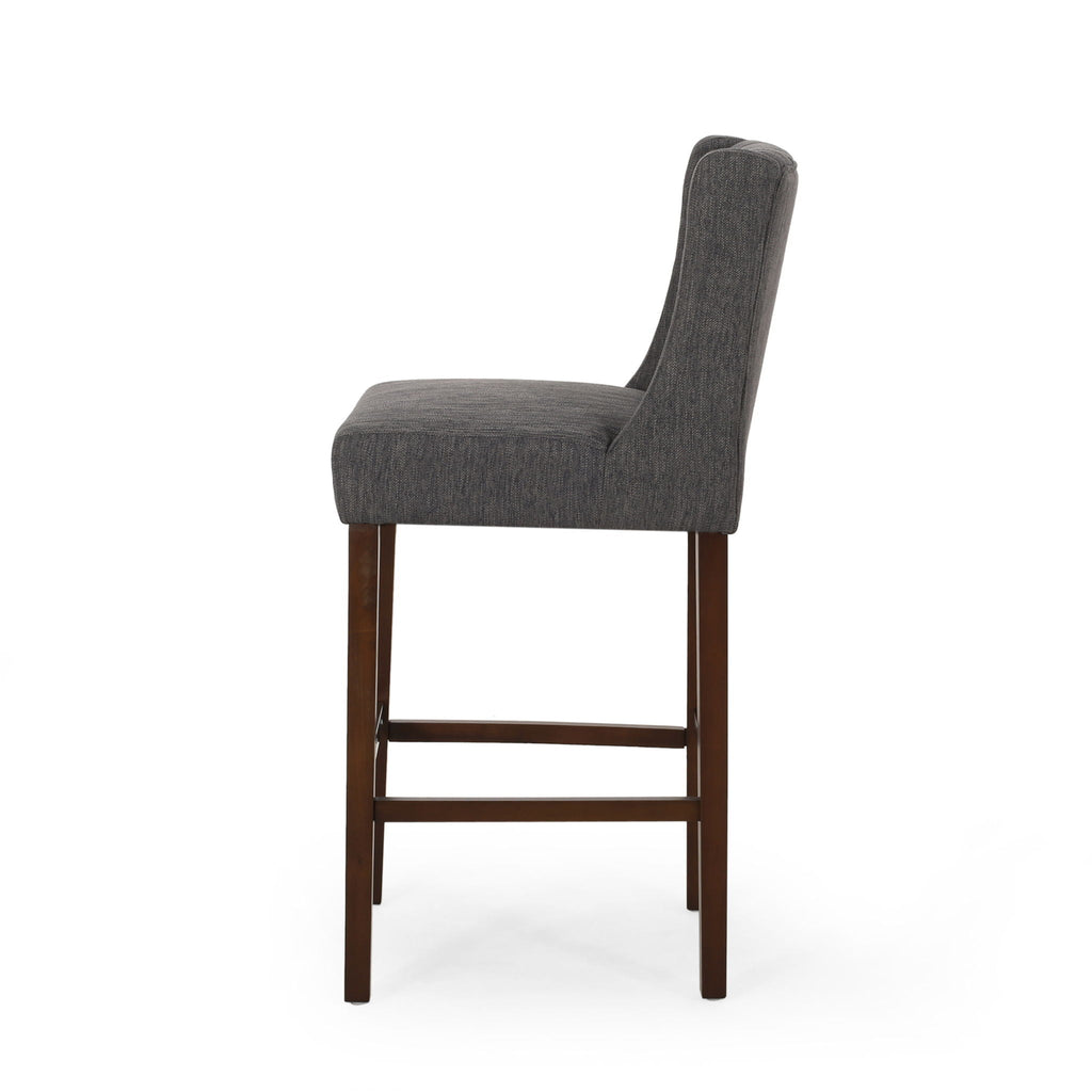 Upholstered Barstool with Button Tufted Wing Back - Multiple Colors