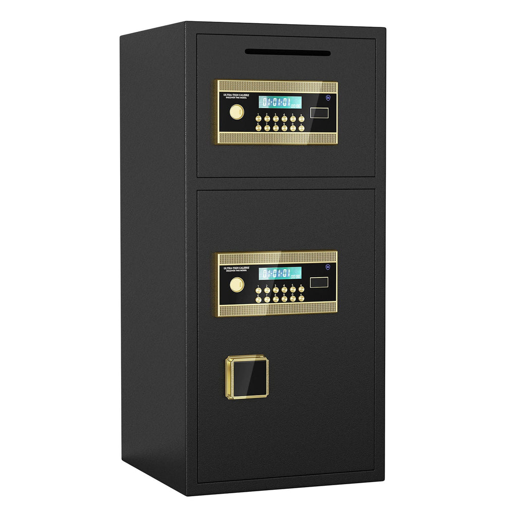 Large Double Door Digital Security Safe with Fireproof and Waterproof Bag - Black