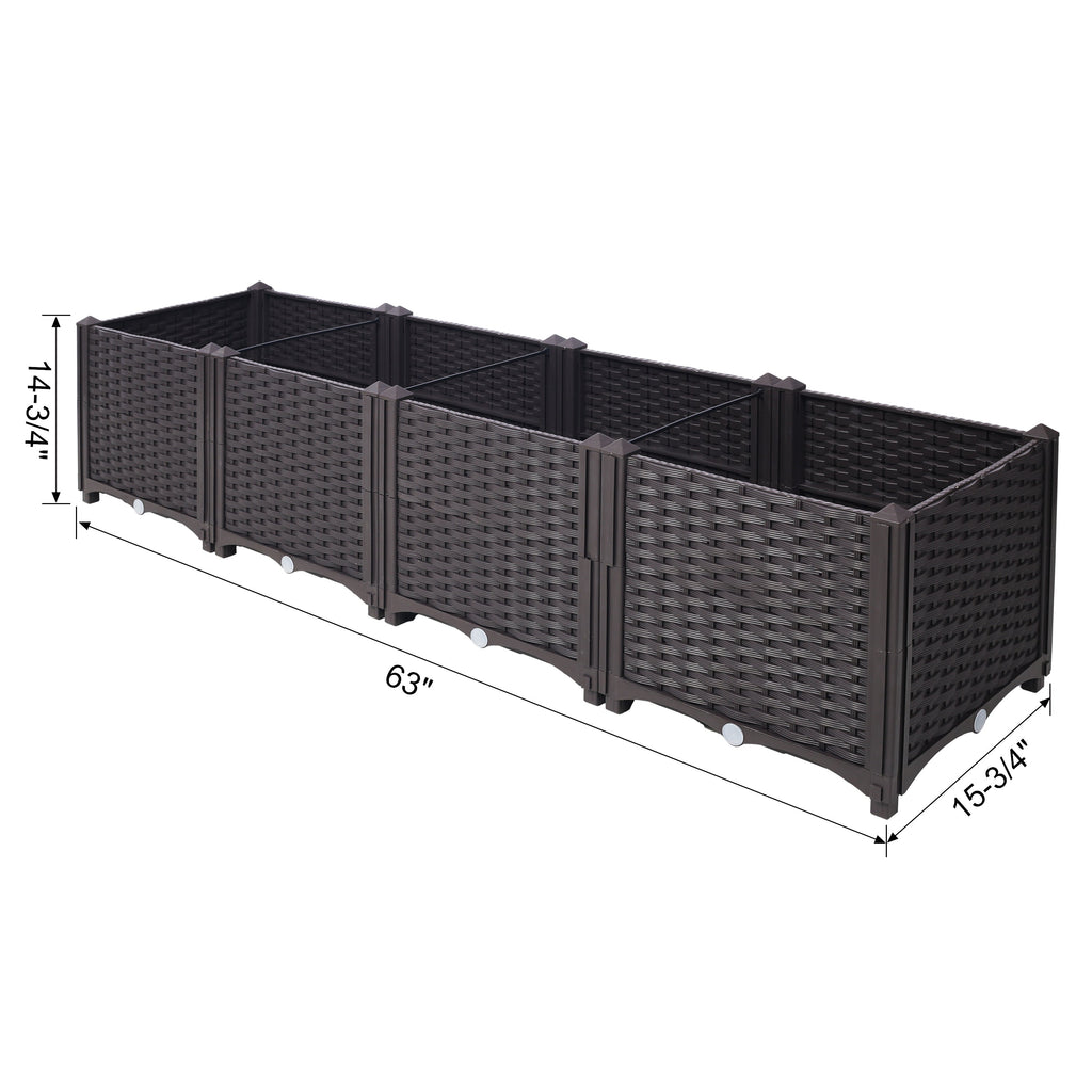 Deep Raised Garden Bed Plastic Planter Box with Self-Watering System - Polypropylene