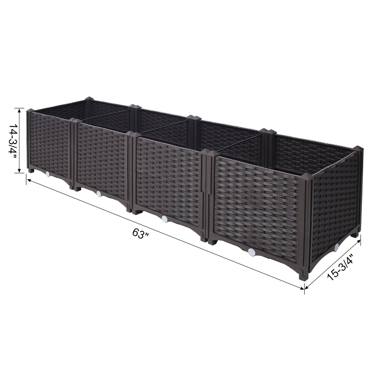 Deep Raised Garden Bed Plastic Planter Box with Self-Watering System - Polypropylene