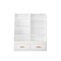 Bookshelf With 2 Storage Drawers, Front Facing Bookcase And Toy Organizer, Multi Tier Reading Shelf - White