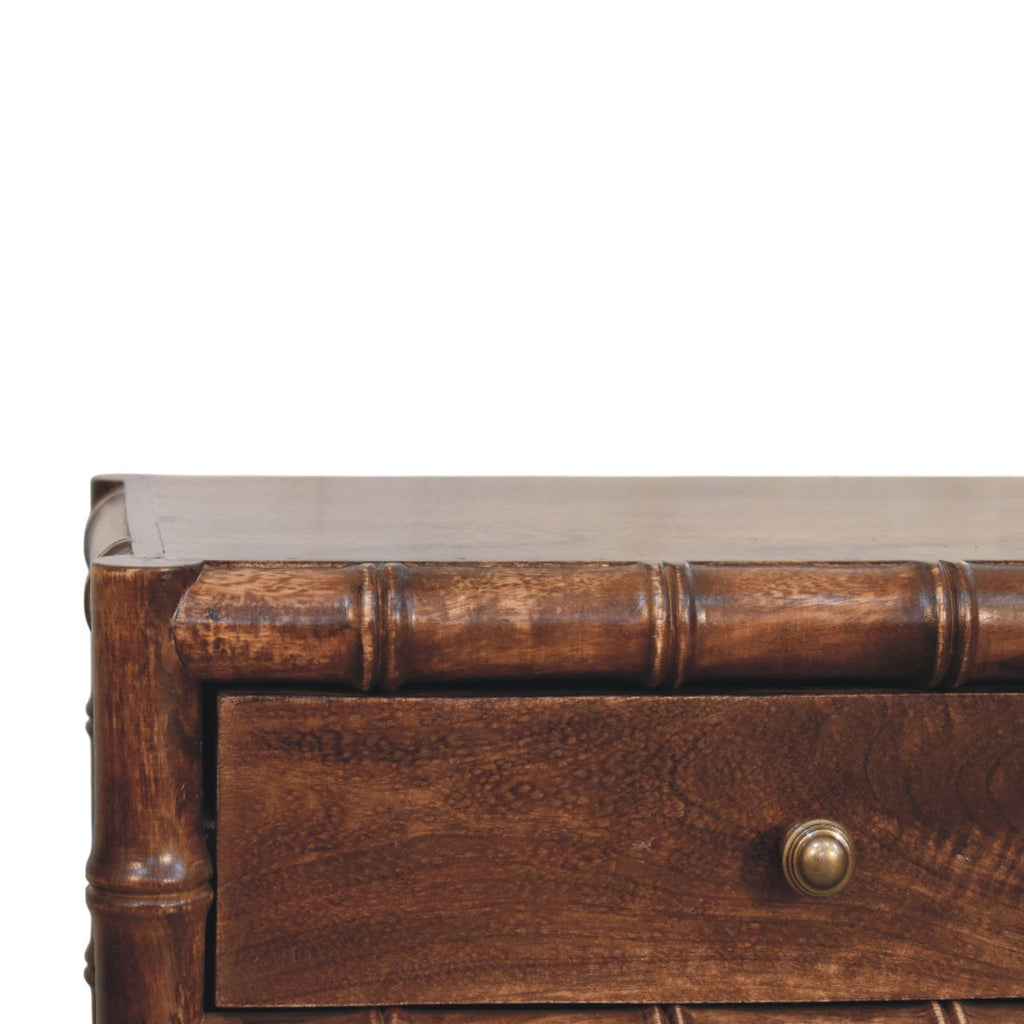 Solid Wood Bamboo Frame Nightstand with Roasted Almond Finish