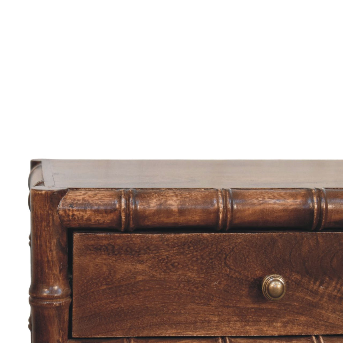 Solid Wood Bamboo Frame Nightstand with Roasted Almond Finish