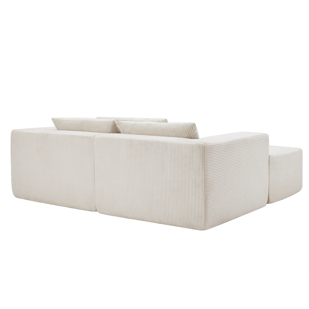 107" Compressed Sectional Sofa with High-Density Cushions - Beige