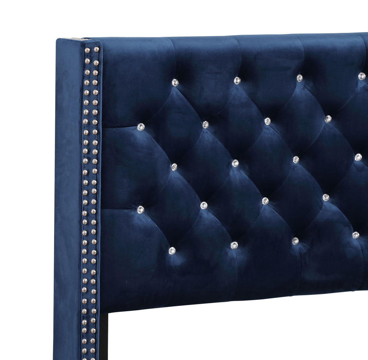 Upholstered Nailhead Trim Chic Bed with Tufted Headboard - Multiple Colors