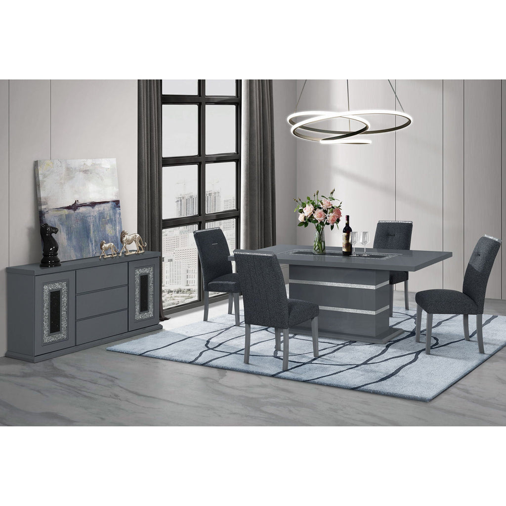 Ariya Dining Table with High Gloss Finish - Dark Gray or White