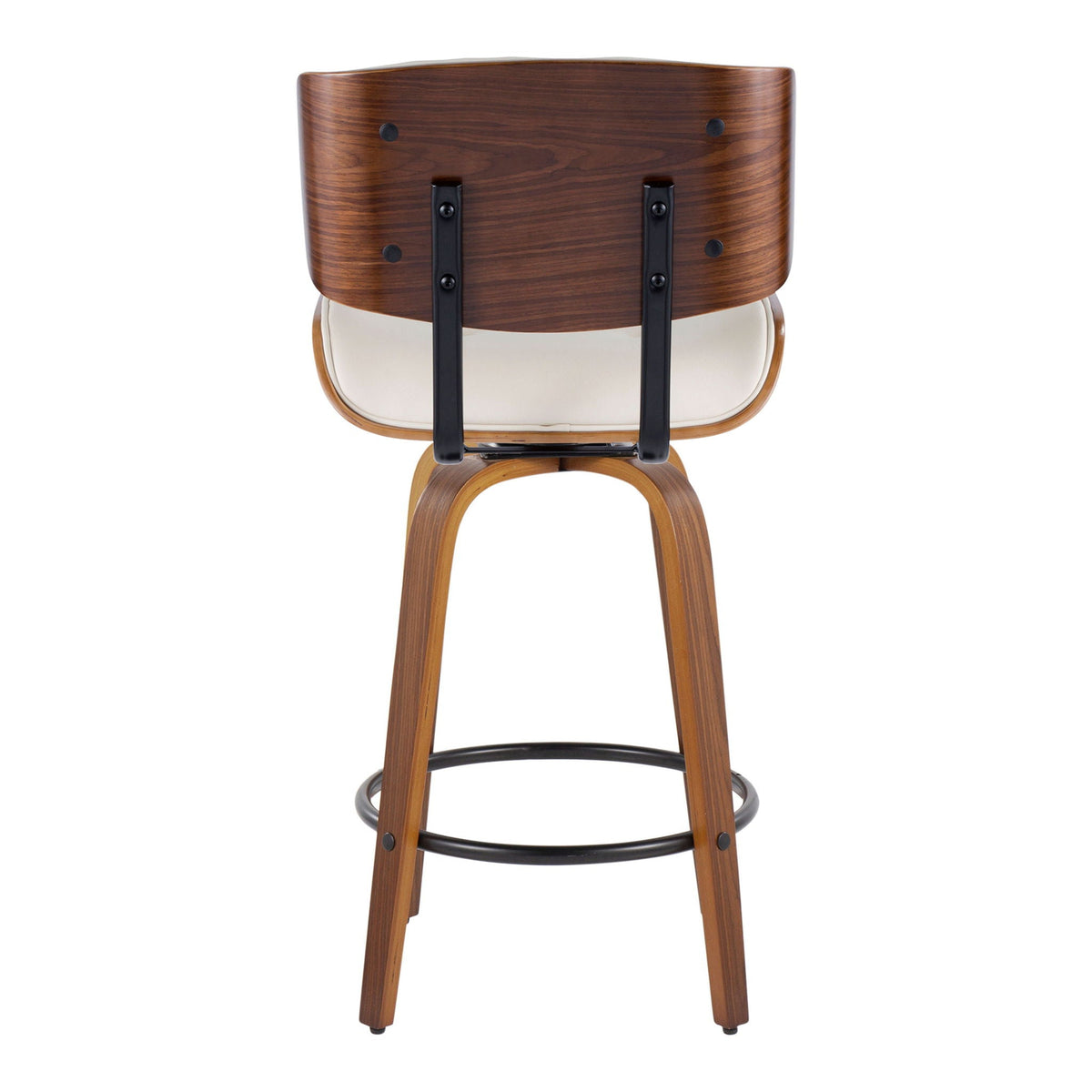 Mid-Century Modern Counter Stool with Swivel & Footrest - Black, Gray, Dark Gray (Set of 2)