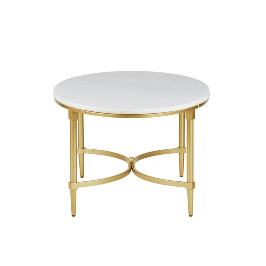 White Marble Coffee Table with Gold Metal Legs - Bordeaux