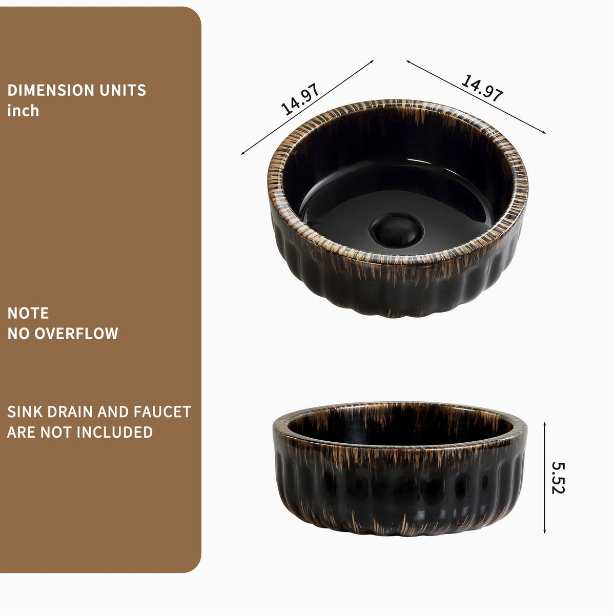 Black Vessel Sink with Modern Design - Black