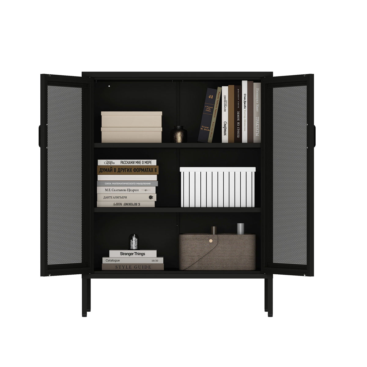 Metal Accent Cabinet with Adjustable Shelves - Black, Green, or White