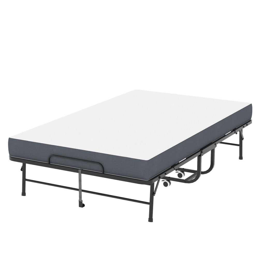Twin Wide Folding Bed for Tall People with Memory Foam - Black