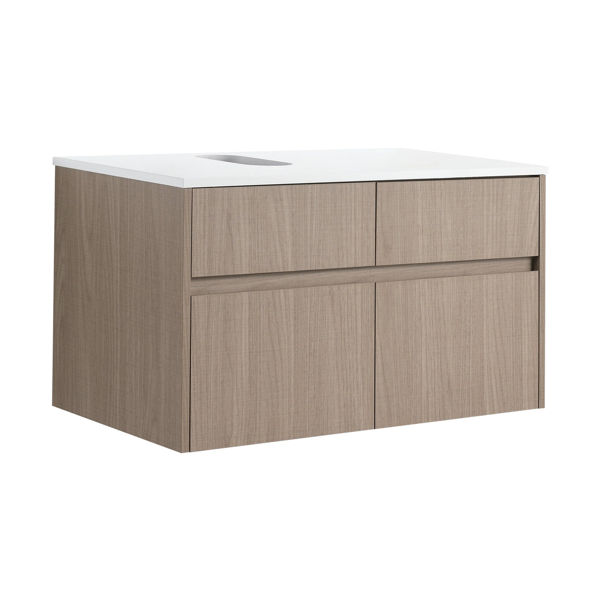32-Inch Wall-Mounted Bathroom Vanity with Soft Close Doors - Walnut