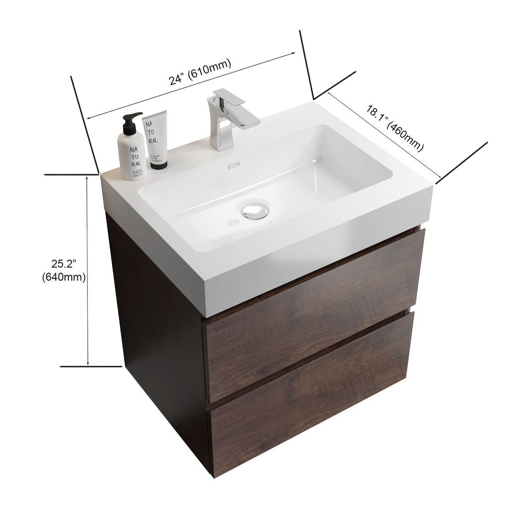 Alice Wall-Mounted Bathroom Vanity with Integrated Sink - Black or White
