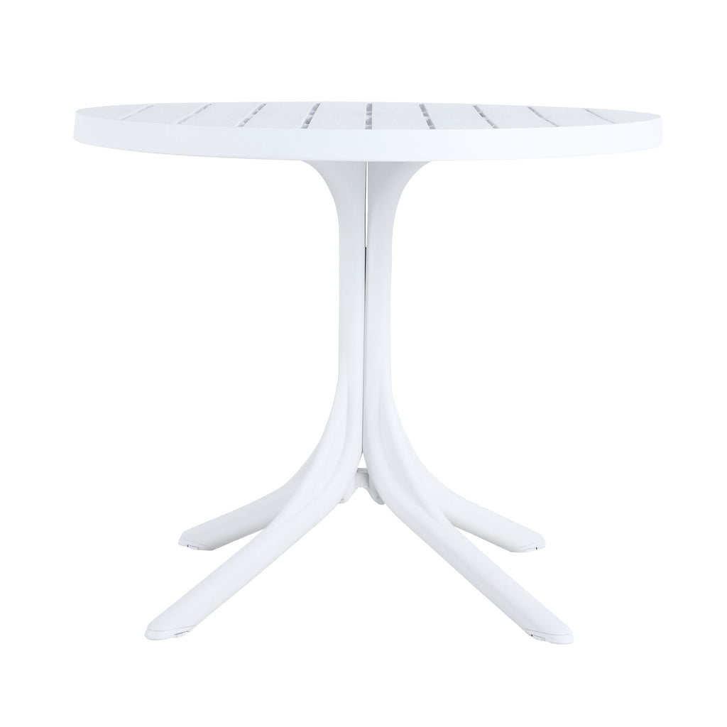 Modern Round Dining Table with Waterproof, UV-Resistant Finish - White