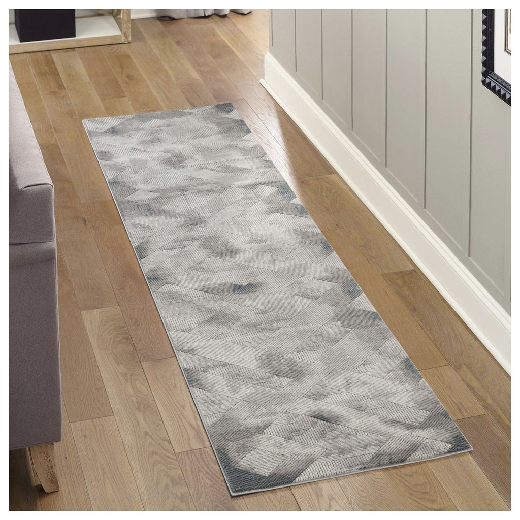 Geometrix Contemporary Area Rug with 3D Effect - Gray